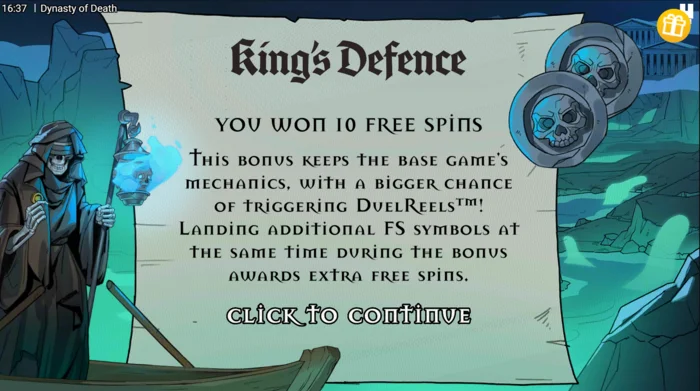 Dynasty of Death - การเปิดใช้ฟรีสปิน King's Defence