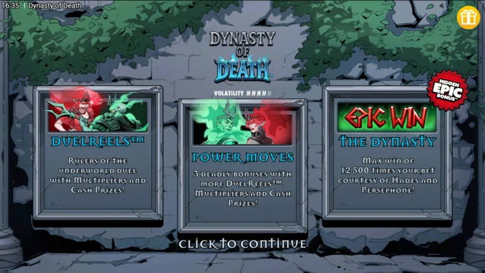 Dynasty of Death - เมนูหลักของเกม